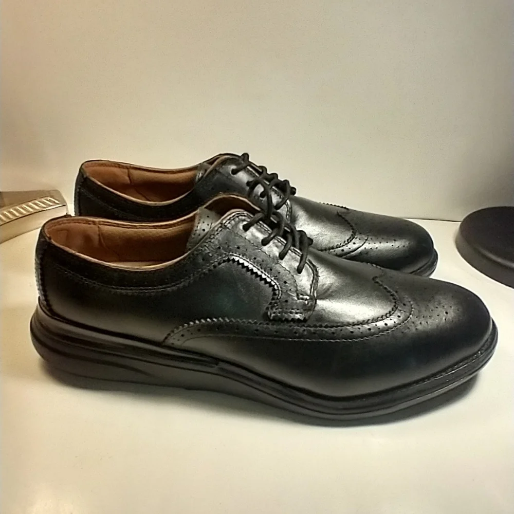 Kuru Warhol Black Leather Lace Up Wingtip Oxford Shoes Men's sz 13.